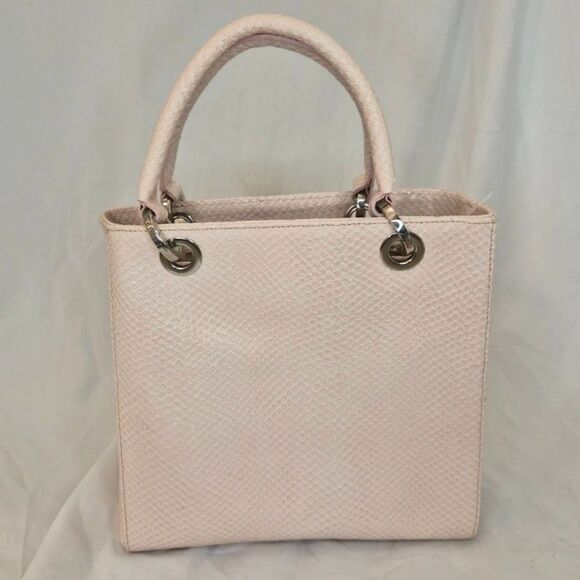 Talbots Handbags - Talbots Blush Pink Genuine Italy Leather Tote Bag Snakeskin Embossed Purse